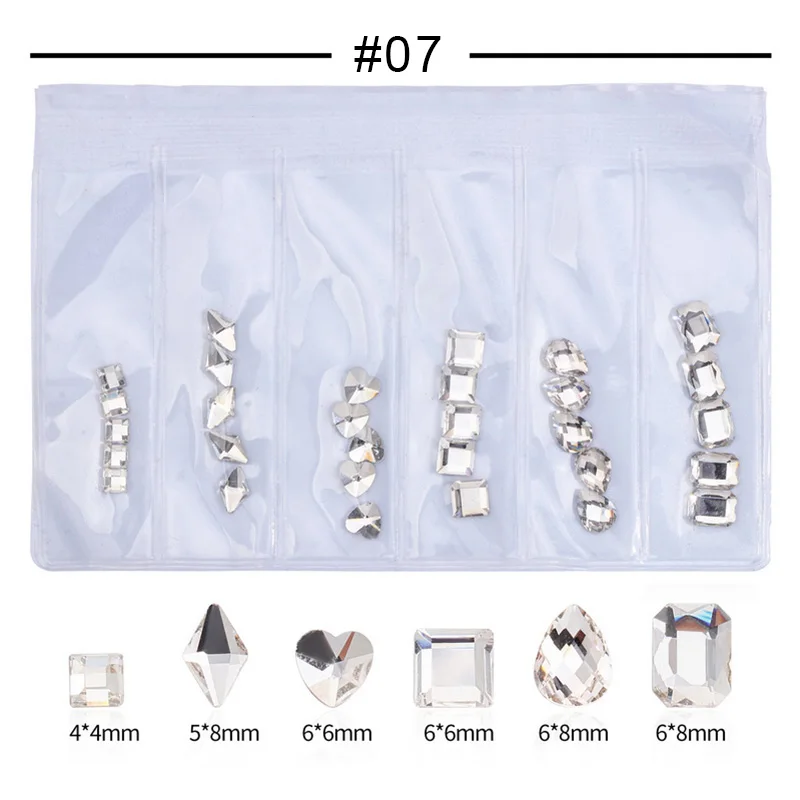7 1 Bag 3D Nail Art Decorations Irregular Colorful Drills Nail Art Mixed AB Colors Rhinestones DIY Design Tool Nail Accessories - Цвет: 7