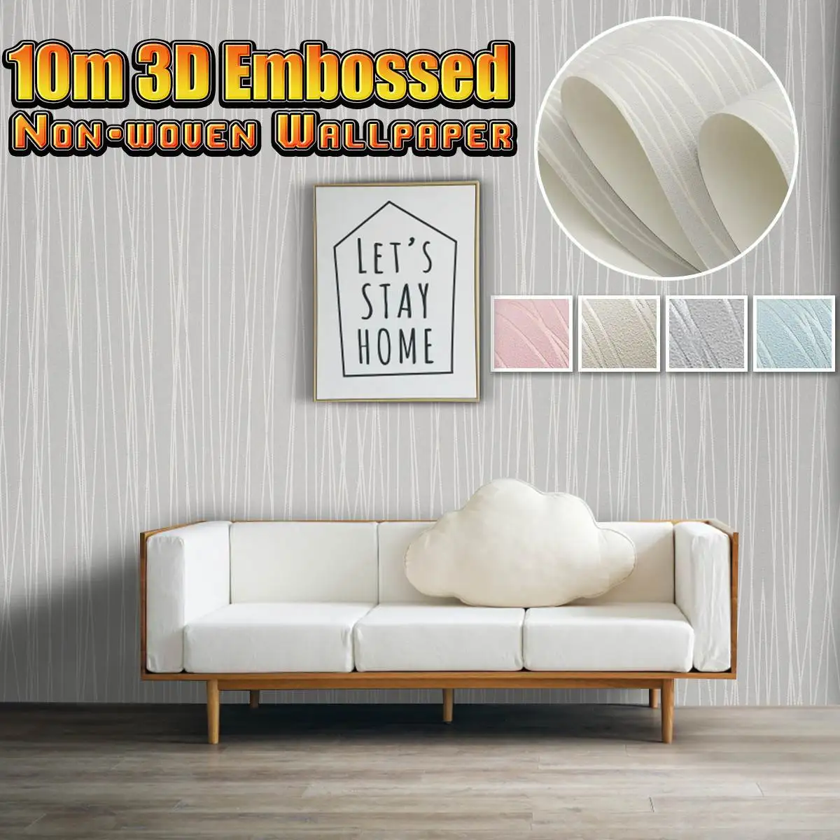 

10mx0.53m 3D Three-dimensional Non-woven Wallpaper Home Improvement TV Background Sticker Waterproof PVC Material Wallpapers