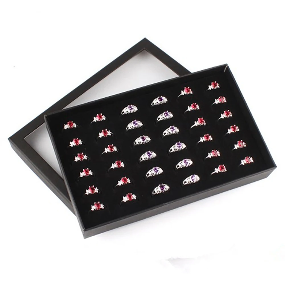 

Portable Fashion Transparent 36 Slot Rings Display Stand Metal Earrings Bijoux Storage Box Storage Box Jewelry Display Cabinet