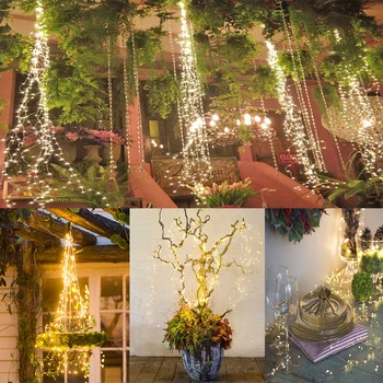 

Christmas Decorations Starry Lights 10 Strands 200 LED Waterfall Tree Vine String Lights Silver Wire Branch Lights for Home Room