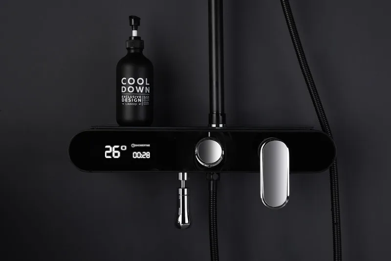 Цифровой черный набор для душа со светодиодной подсветкой смеситель для ванны набор для душа черный смеситель для ванны с дисплеем Цифровой набор для душа MJ9879