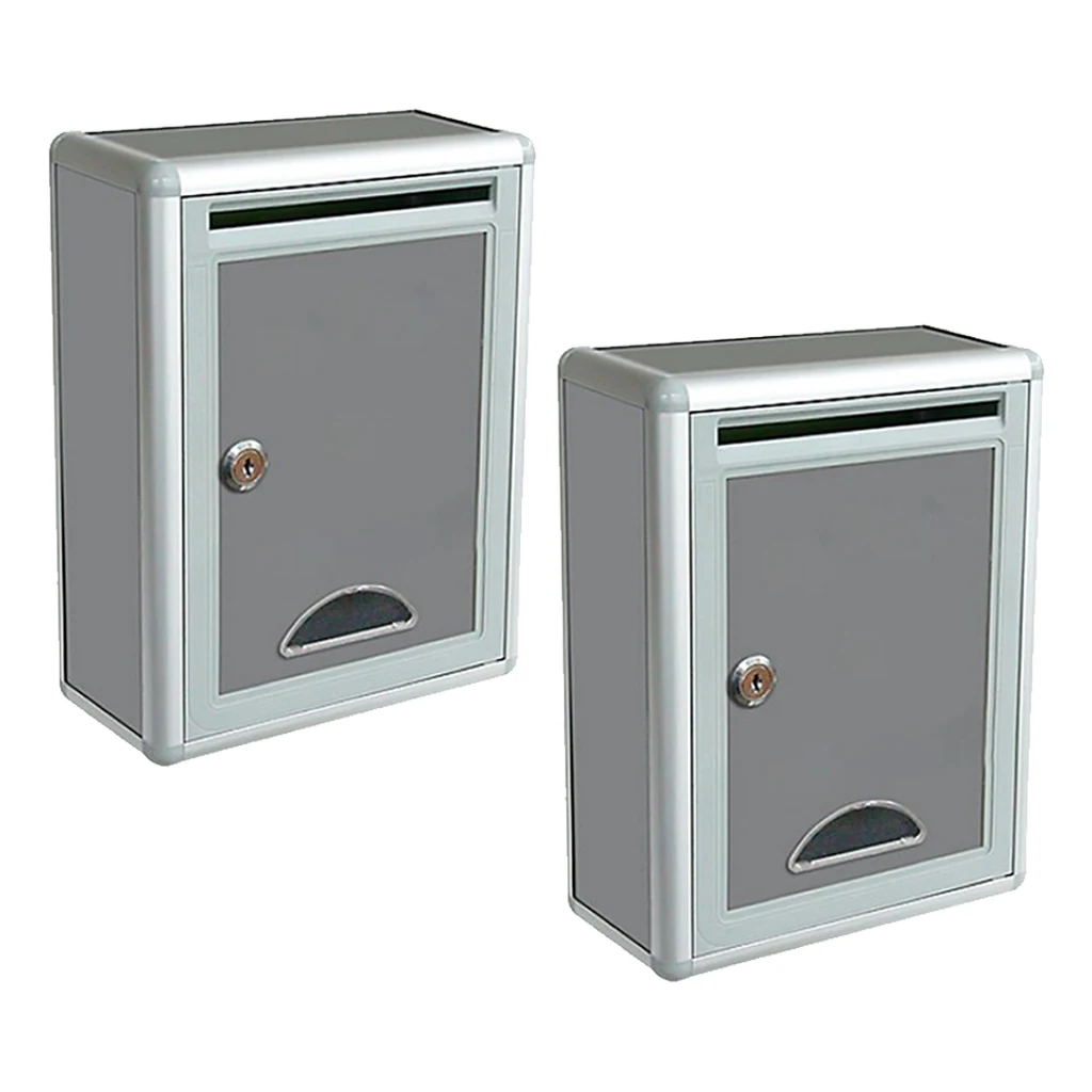 2pcs Aluminium Alloy Mailbox Lockable Letterbox Post Box Wall Mounted for Home Garden Shop Decor Cafe Bar Ornament