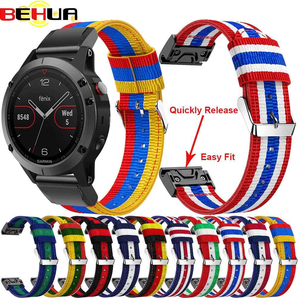 BEHUA Easy Fit 26/22/20mm Wrist Band Strap for Garmin Fenix 5X 5 5S Plus 3  3 HR Forerunner 935 Watchband Quick Release Bracelet