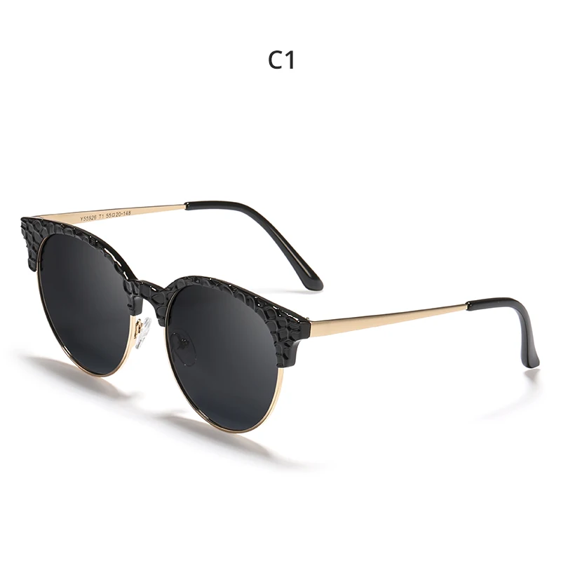 C1 All Black KDEAM, полуметаллические, круглые солнцезащитные очки, женские, Роскошные, поляризационные, солнцезащитные очки, для девушек, черепаховая оболочка, винтажные очки, cat3 KD5926 - Цвет линз: C1 All Black