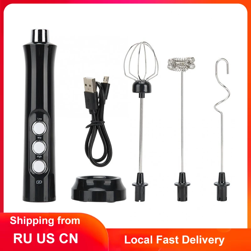 Espumador de leche eléctrico USB, 3 velocidades, Cappuccino, Espumador de café, batidor de huevos de mano, batidor de Chocolate caliente, leche, batidora, licuadora