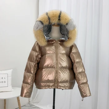 

Real Fox Fur Collar 2019 New Winter Duck Down Jacket Female Loose Coat Women Double Sided Hooded Waterproof Down Parka Outerwear