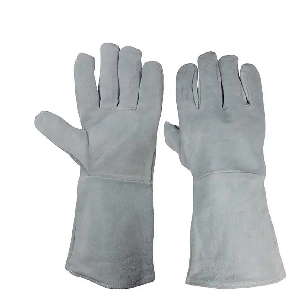 

A Pair/Set Fireproof Durable Cow Leather Welder Gloves Anti-Heat Work Safety Gloves For Welding Metal Hand Tools
