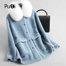 PUDI A19020 Женское пальто из 100% шерсти меховая куртка с натуральным