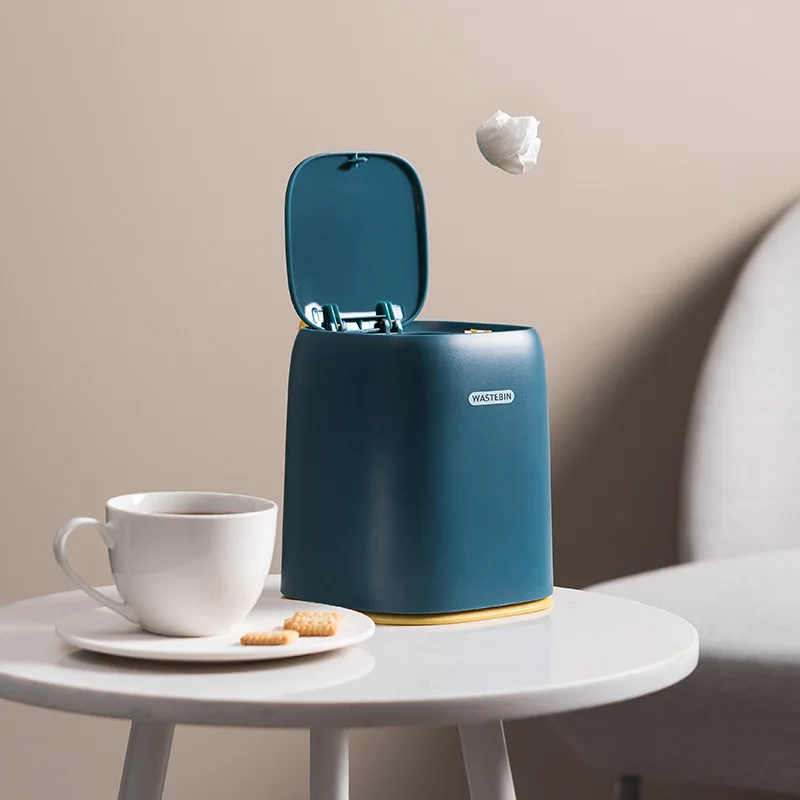

Mini Desktop Trash Bin Waste Can Storage Box with Lid Desktop Garbage Basket Home Office Table Trash Can Dustbin Container