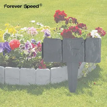 

30 PCS Garden Edging Faux Stone Fence Plastic Cobbled Stone Effect Spring Yard Lawn Palisade Garden Lawn 7.5M Fencing