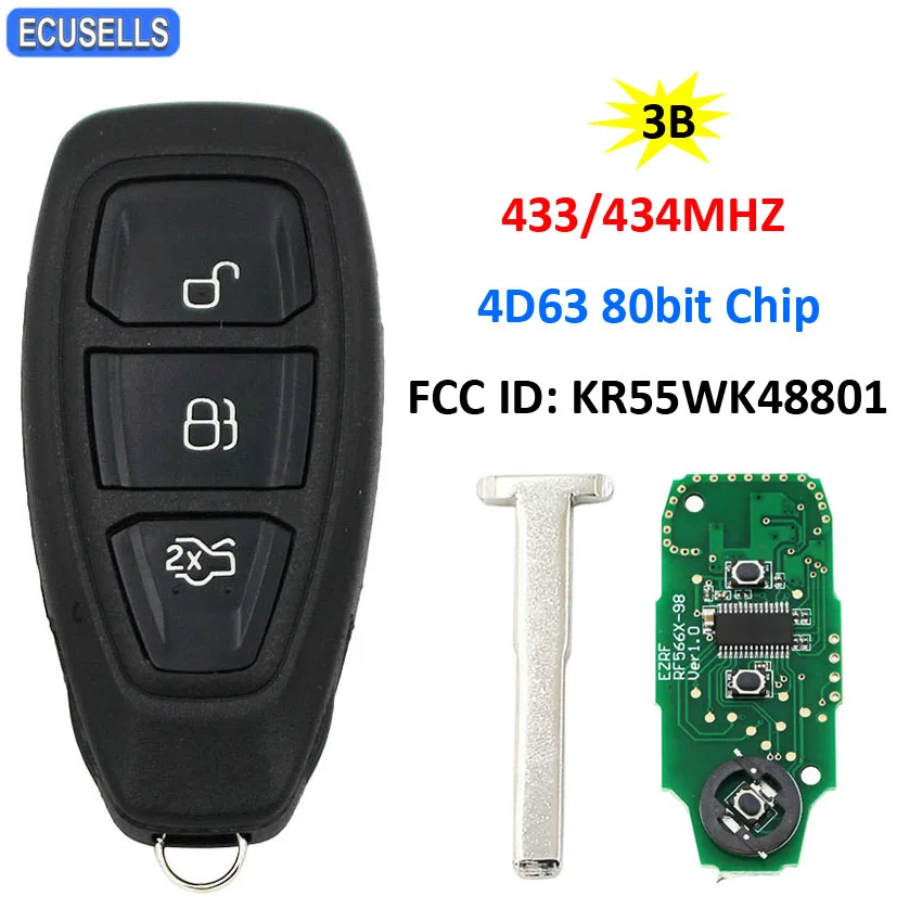 Fiesta KR55WK48801 KeylessOption Keyless Entry Remote Control Car Key Fob Clicker for Focus C-Max