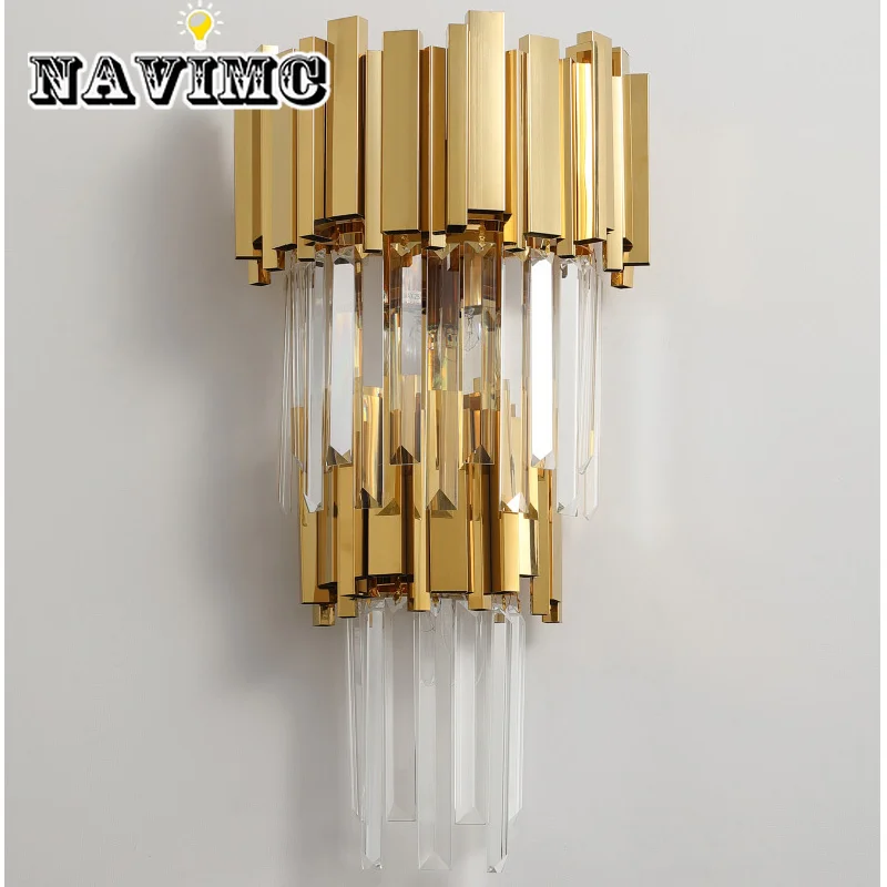 

Modern Crystal Wall Sconce Light Crystal Wall Luxury Creative Warm Hallway Bedroom Bedside Lamp