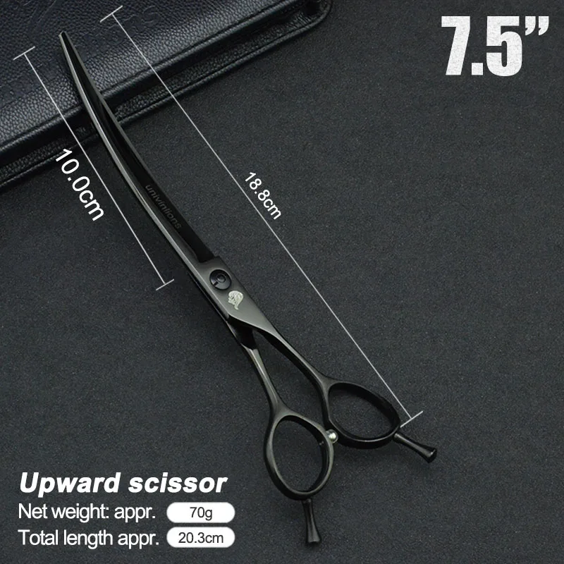 

7.5" Pet Dog Grooming Scissors Up Curved Shears Cat Scissors Pet Cat Hair Scissors Horse Shears Upward Hair Cutting Tools VG10