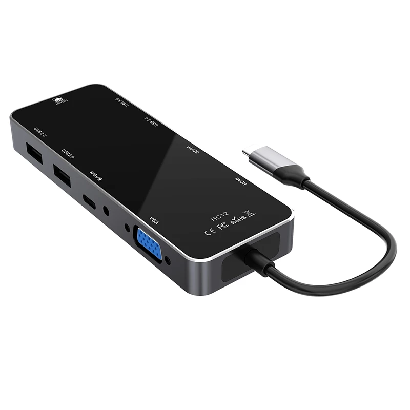 Type-C концентратор 3.5AUX аудио порт HDMI низкая температура 10 в 1 ноутбук