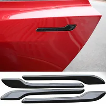 Набор защитных наклеек для автомобильных дверных ручек для Tesla модель 3, дверные ручки 3D наклейки автомобильные аксессуары 4 шт Набор защитных наклеек для автомобильных дверных ручек для Tesla модель 3, дверные ручки 3D наклейки автомобильные аксессуары 4 шт