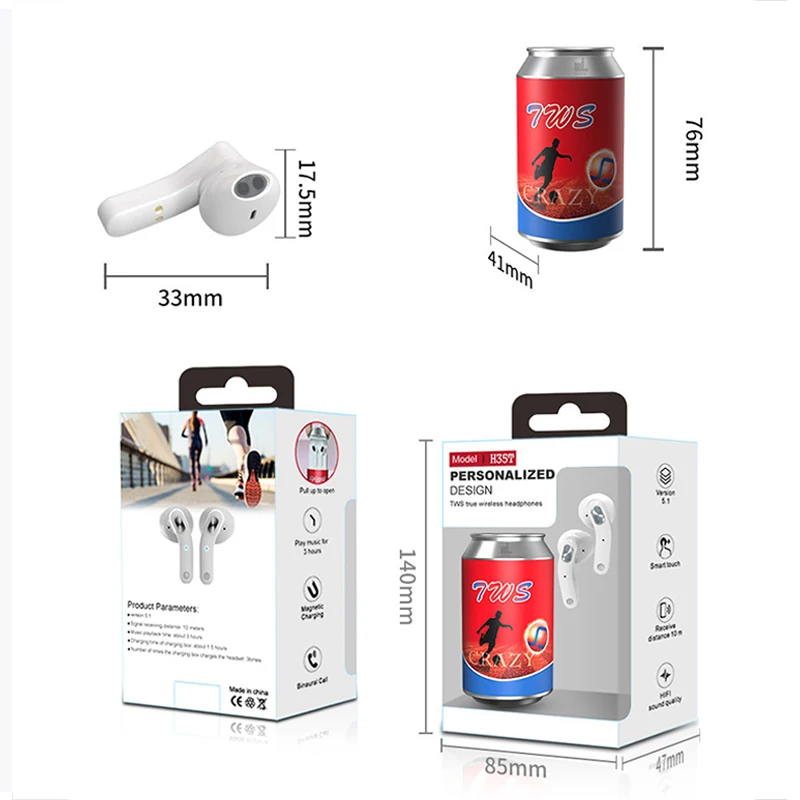2020 Wireless Bluetooth 5 0 Headset Creative Fashion Surprise Gift Cans TWS Sports Noise Reduction In ear Stereo Earphone