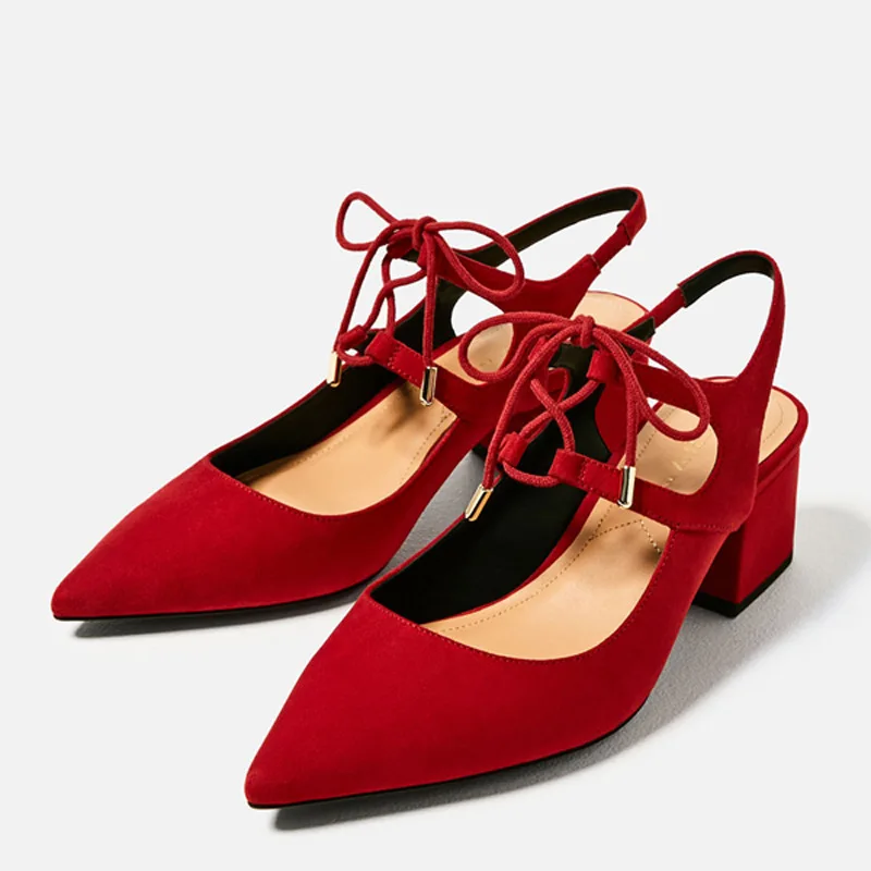 

Fashion Leisure Closed Toe Sandals Women Solid Cross-tied Lace-Up Back Strap Sandals Square Heel Med Cross-Strap Shoes