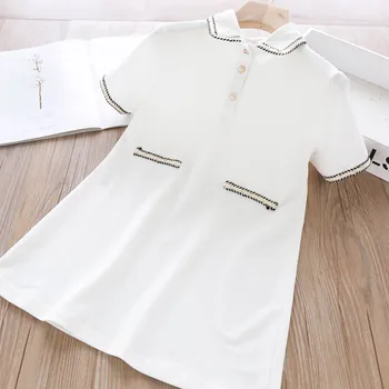 

2020 Summer Girls Lapel Long T Shirt Wholesale Children's Clothing