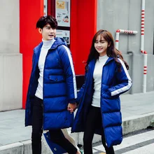 Зимняя мода, большой размер, толстая, средней длины, для пары, хлопковая стеганая одежда, корейский стиль, стиль, с принтом, теплое хлопковое пальто для мужчин