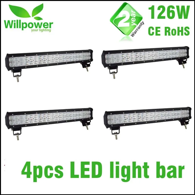 4PCS No Wire Лидер продаж комбо балка 20 дюймов 126 Вт внедорожный светодиодный светильник бар рабочий светильник 4x4 Автомобильный светодиодный светильник бар 12v жгут проводов с светильник Бар Кронштейн - Цвет: 4PCS No Wire