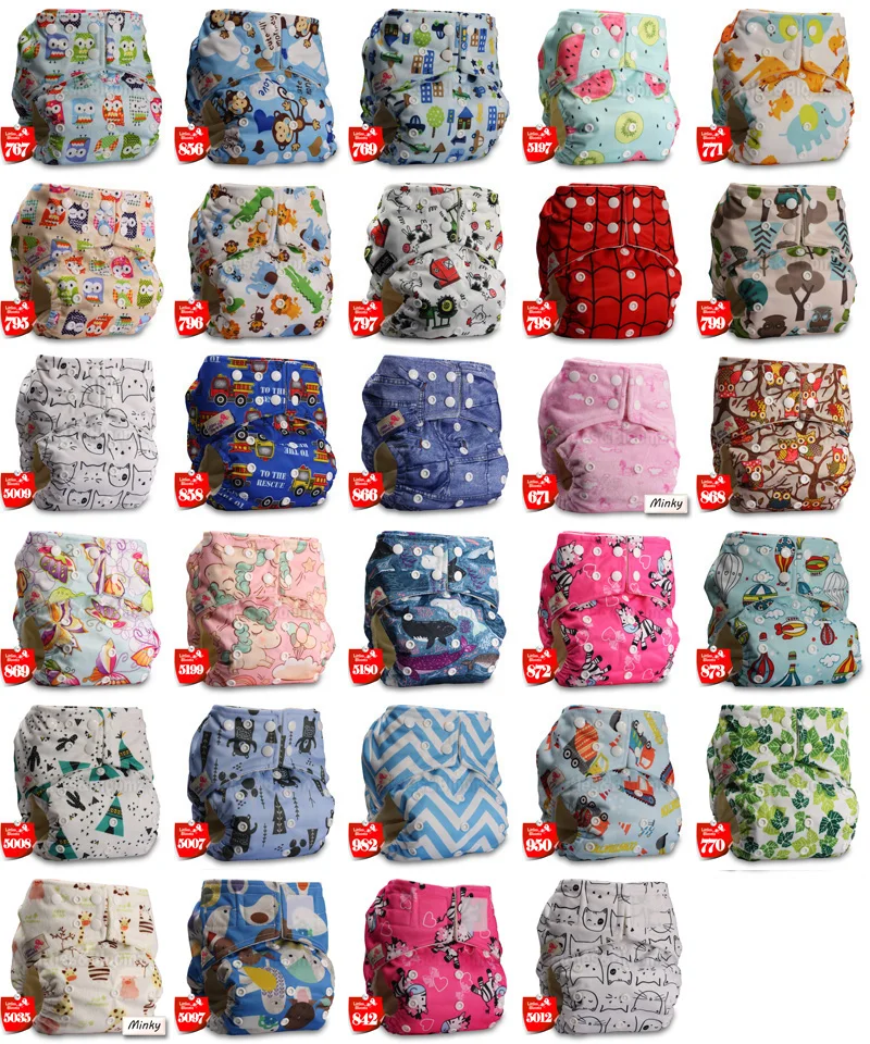 Littles /& Bloomz Baby Cloth Washable Reusable Nappy Pocket Diaper Bamboo Pattern 23 with 1 Bamboo Insert Fastener: Popper