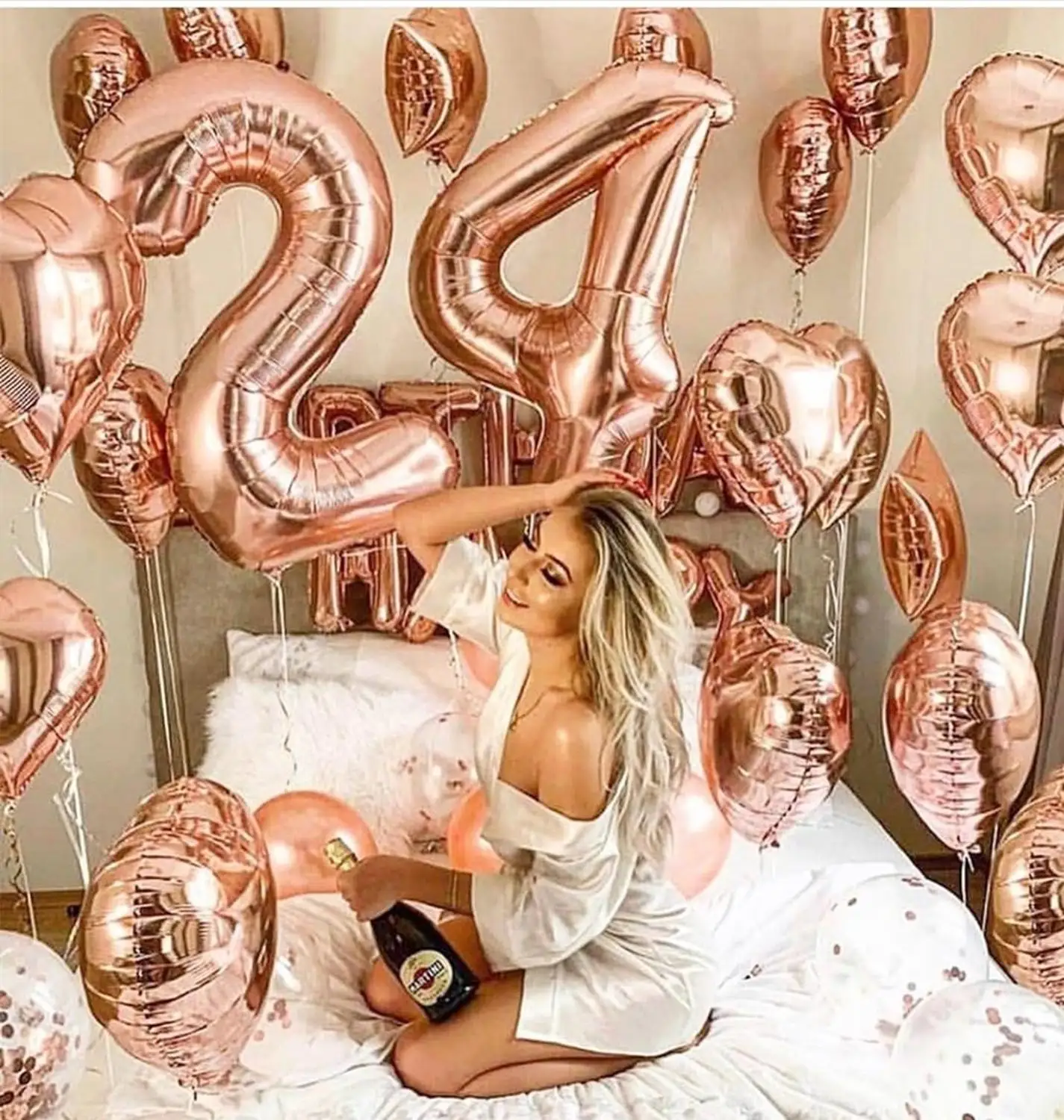 Feelairy Balloons Number 24 Rose Gold Foil Balloon Number 24