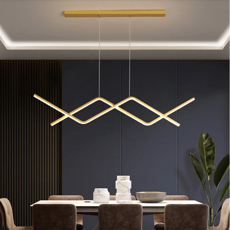 

Dining room chandelier modern minimalist gold/black aluminum lamp Nordic home interior lighting living room kitchen study lamp