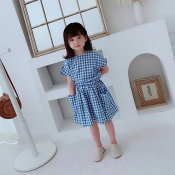 

Plaid Baby Dress 2020 Short Sleeved Autumn Casual 1 Year Girl Baby Bithday Dress Cotton Toddler Infant Princess Children Clothes