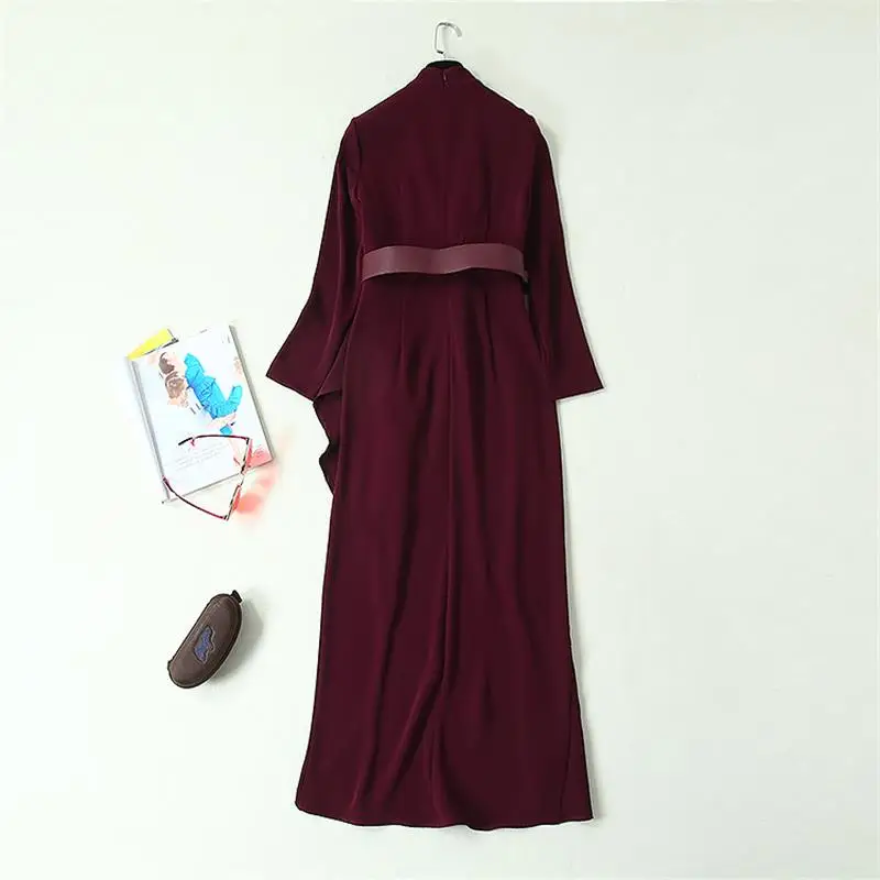 Most Buy a3kbM Women Maxi Dress 2020 High Quality Runway Stand Collar Long Sleeve Irregular Long Dress Casual Dresses NP0753A