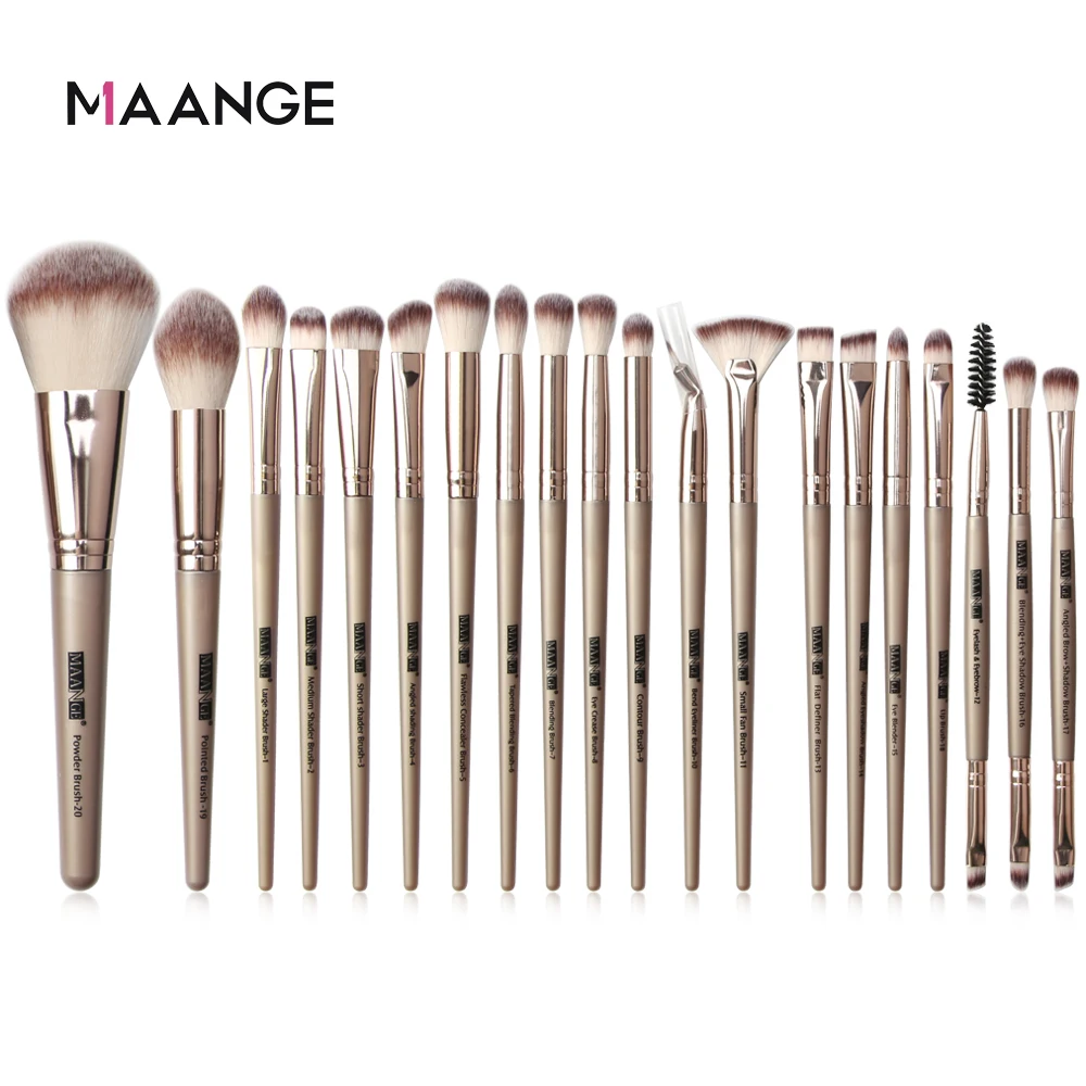 MAANGE - Juego de 18 brochas de maquillaje sintéticas de alta calidad, base  suave, delineador de ojos, sombra de ojos, juego de brochas de maquillaje