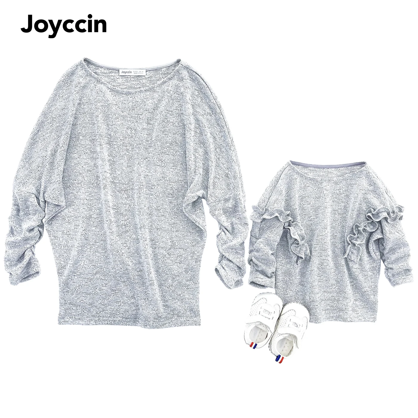 

Joyccin Y2K Oversized Women T-Shirts Spring Batwing Long Sleeve Mother Kids Girls Ruffle Sweatshirt Family Matching Outfits Tops