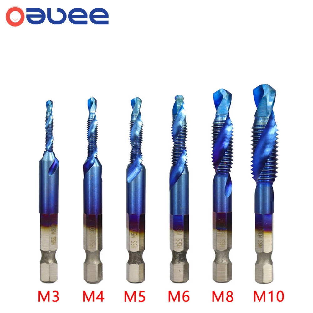 Drill Bit Titanium Plated Hex Shank Drill HSS Screw Thread Tap Wrench Screw Machine Compound Thread Cutting Hand Tools-M6X1.0 Drill Bit Titanium Plated Hex Shank Drill HSS Screw Thread Tap Wrench Screw Machine Compound Thread Cutting Hand Tools-M6X1.0