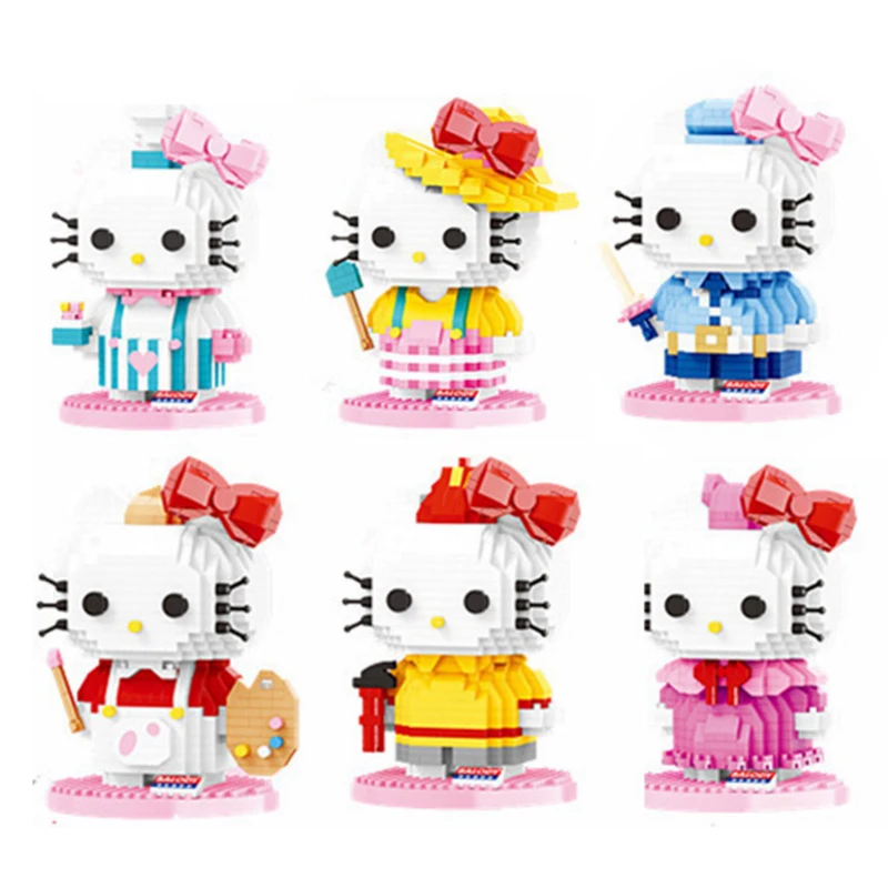 

Balody Mini Blocks Cartoon Building Bricks Hello Cat Model KT Anime Auction Figures Girls Gifts Toys For children 18099