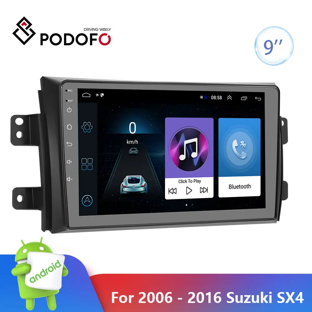 Автомагнитола Podofo для Suzuki SX4 2006 2012 г. Android 9 дюймов 2Din сенсорный экран HD GPS
