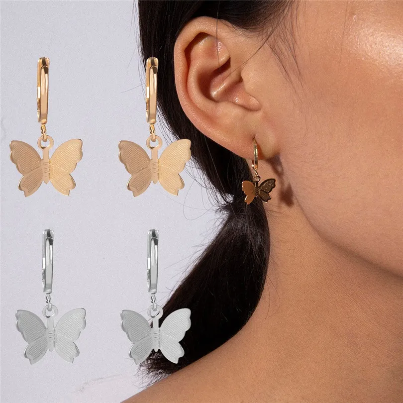 

Butterfly Hoop Earrings For Women Simple Metal Drop Earrings Jewelry Earrings Jewelry Gift Boucle D'Oreille Femme 30OCT31