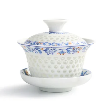 

Ceramic Blue-and-white Three-talent Bowl-building Porcelain Tea Set Thin Tire Household Tea Maker Gaiwan Sopera De Ceramica