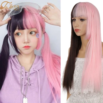 

TALANG black pink Cosplay Wigs for Women Long Synthetic Wig Cosplay Bobo Synthetic Ombre Wavy for White Woman Cos