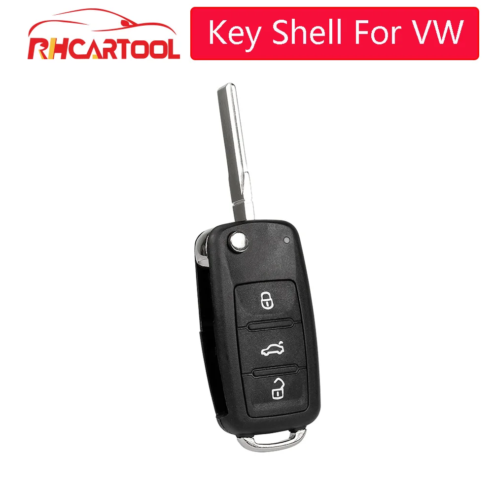 

VDIAGTOOL Flip Folding 3 Buttons Remote Key Shell For VW Orignal Replacement No Logo Car Key Case