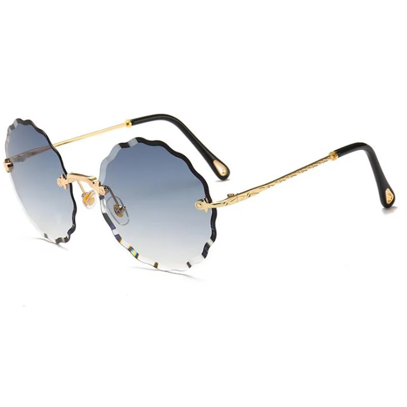 Новые роскошные круглые солнцезащитные очки без оправы женские модные брендовые дизайнерские градиентные солнцезащитные очки для дам красочные женские тени - Цвет линз: Grey