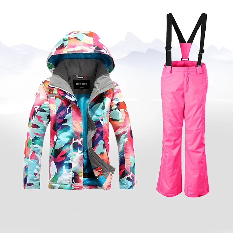 

GSOU SNOW Kids Girls Winter Water-Resistant Breathable Windproof Warm Snowboard Suit Children Coat Outdoor Sport Clothing