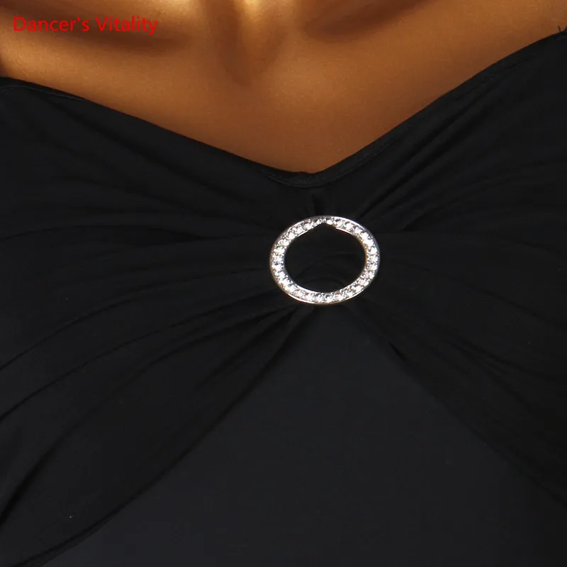 US $54.03 Ballroom Dance Dress VNeck Long Skirt Mesh Long Sleeve Performance Clothes Profession Custom Adult Child Competition Clothing