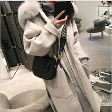 Женское элегантное теплое длинное зимнее пальто с отложным воротником, однобортное Женское пальто для офиса