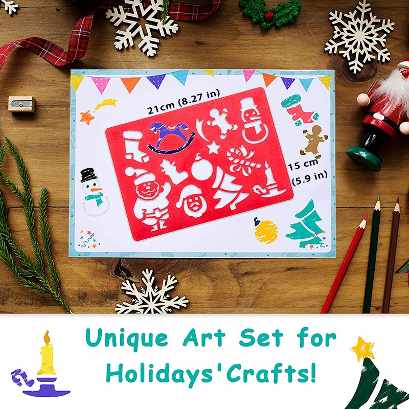 5/20pcs Drawing Stencils Set for Kids Large Plastic Stencil Kit 300+ Patterns Painting Templates for Girls & Boys Gift 6