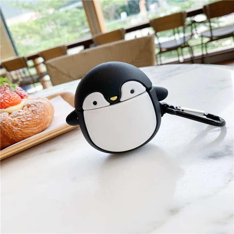 

Cases For Apple Airpods cute 3D Baby penguin Soft silicone doll For Airpods Wireless Bluetooth Earphone with Finger Ring Strap