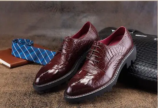 

4 colour Men Crocodile pattern Handmade Oxfords Business Office Genuine Leather Formal Shoes For Man NEW lace up shoes