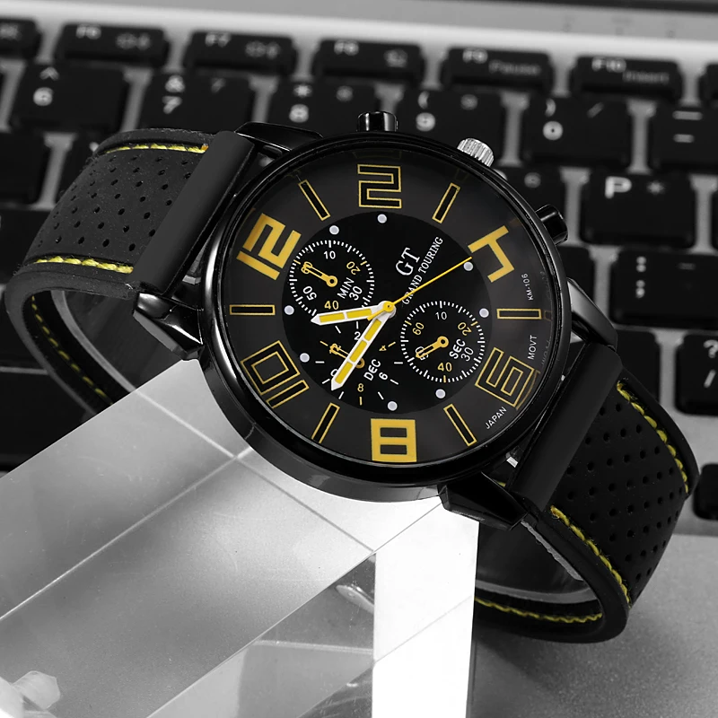 

Men Fashion Casual Quartz Watch Sport Car Silicone Band Big Dial Men's Wristwatches Luxury Brand Gift Clock heren horloge