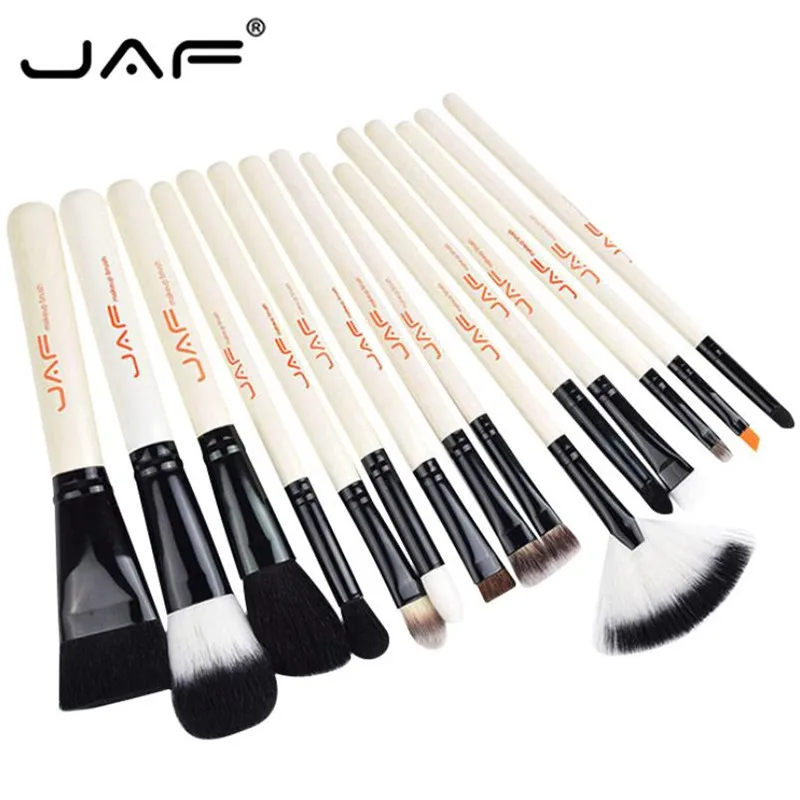 Профессиональный JAF набор из 15 кистей для макияжа супер мягкие волосы из искусственной кожи Чехол держатель макияж набор кистей для пудры 15#831