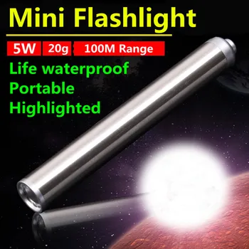 

Mini LED Flashlight Pocket Tactical Flashlight Torch 5W Lightweight Pocket LED Pen Light 100M Range Waterproof Flashlight