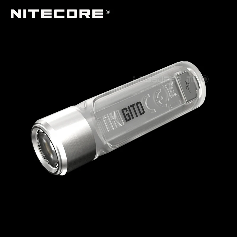 Glow-in-the-dark Nitecore TIKI GITD Mini Futuristic Keychain Light with Auxiliary UV Light and High CRI White Light