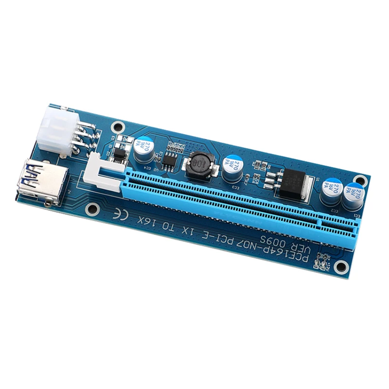 Ver 009S PCI-E 1X до 16X Райзер карта расширения PCI Express 6pin Sata адаптер питания USB 3 0 кабель